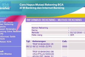 Cara Hapus Mutasi Rekening BCA di M Banking dan Internet Banking