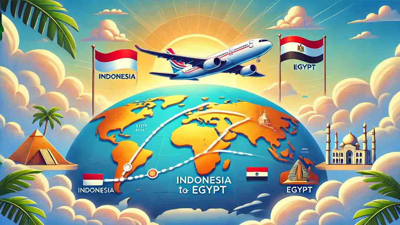 berapa jam perjalanan dari indonesia ke mesir dan jaraknya