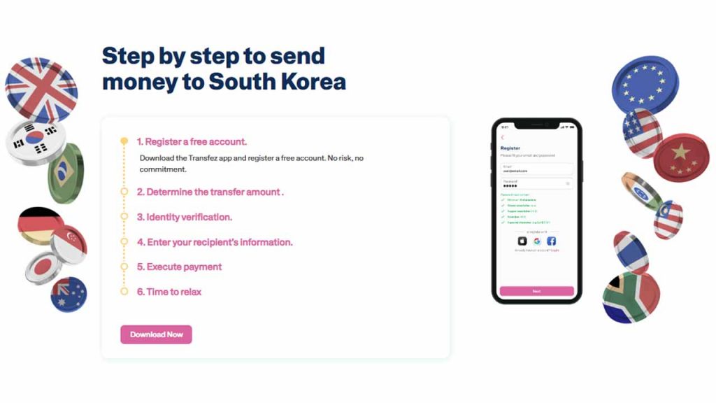 transfer money to korea