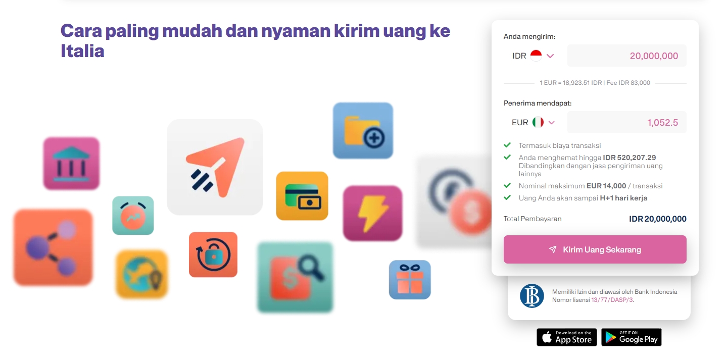 Kirim Uang ke Italia dengan Transfez