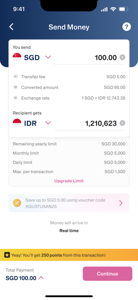 Tutorial Send Money from Singapore to Indonesia Use Transfez App 3 02 Calculator eng