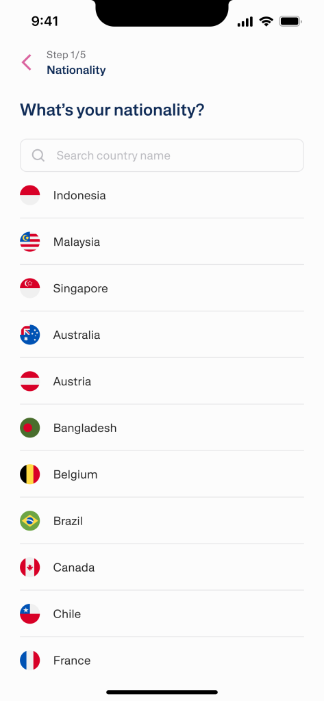 Transfez Singapore KYC (Identity Verification) Guide 3 Transfez Singapore KYC (Identity Verification) Guide - 02 Select region eng