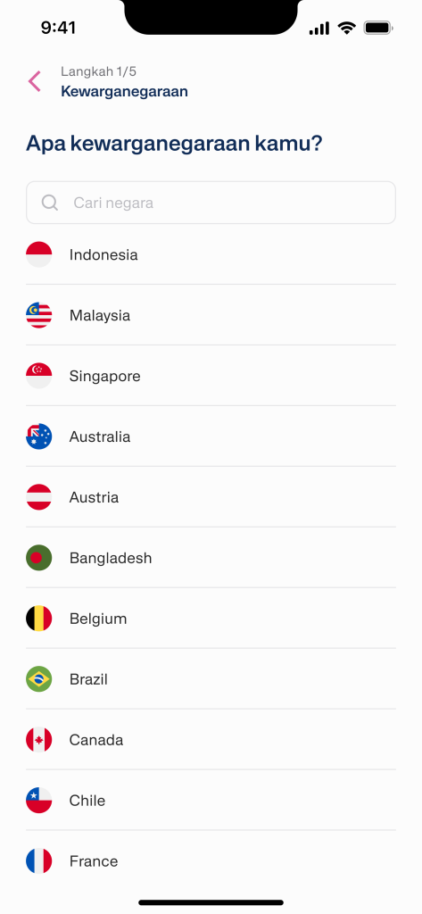 Tutorial KYC (Verifikasi Identitas) Aplikasi Transfez Singapura 3 Tutorial KYC (Verifikasi Identitas) Aplikasi Transfez Singapura - 02 Select region id