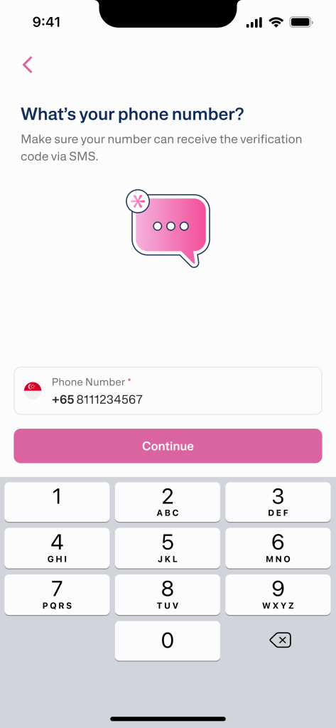 Transfez Singapore App Registration Guide - 03 Phone Number Input en