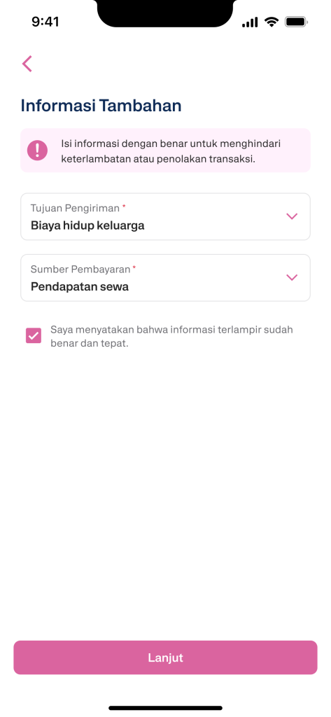 Tutorial Kirim Uang dari Singapura ke Indonesia dengan Transfez 5 04 Additional Information - Filled id