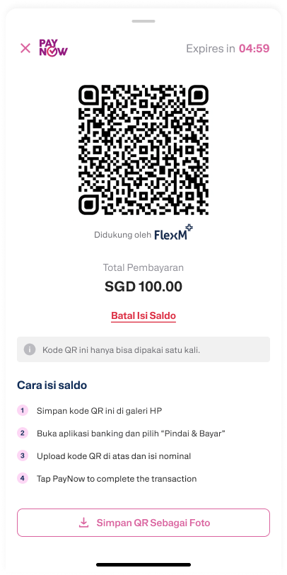 Tutorial Top Up (Isi Saldo) Aplikasi Transfez Singapura - 04 Jika Memilih Top Up di PayNow