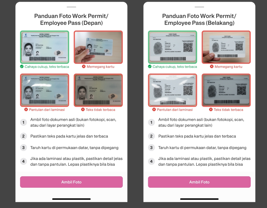 Tutorial KYC (Verifikasi Identitas) Aplikasi Transfez Singapura 4 Siapkan Dokumen Identitas (Work Permit NRIC)