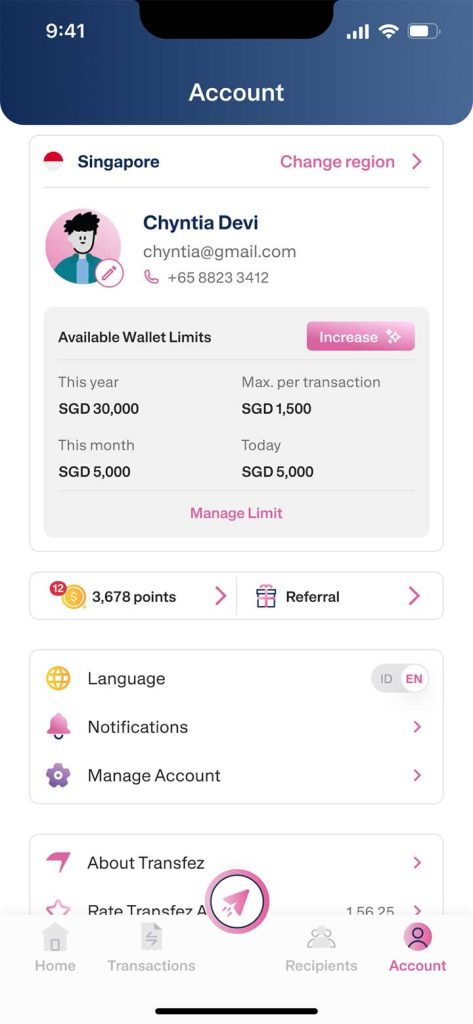 Upgrade Limit per Transfer EN - Step 2