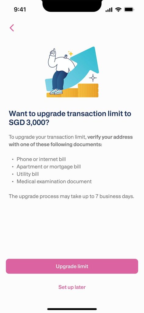 Upgrade Limit per Transfer EN - Step 3