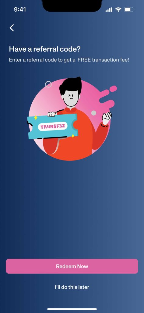 Transfez Singapore App Registration Guide 7 Enter a Referral Code (Optional)