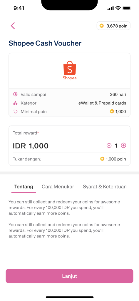 Pastikan jumlah poin kamu mencukupi untuk menukarkan voucher tersebut.