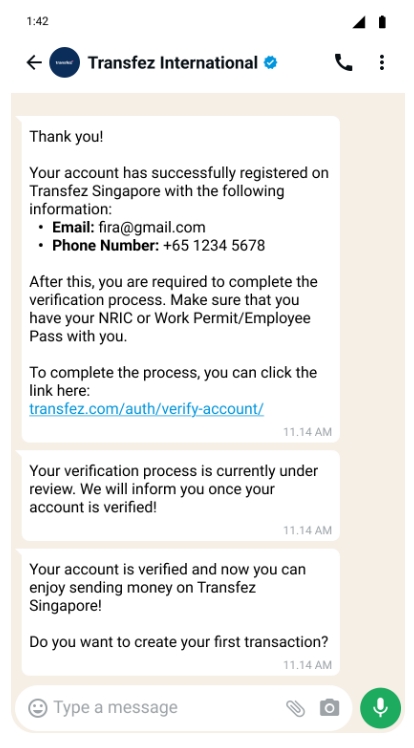 Setelah Submit Verifikasi Transfez on WhatsApp