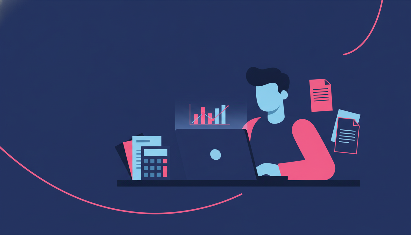 Kode SWIFT: Pengertian, Fungsi & Cara Cek Kode Bank Lengkap 4 Person checking bank information on laptop screen with banking documents and calculator on desk