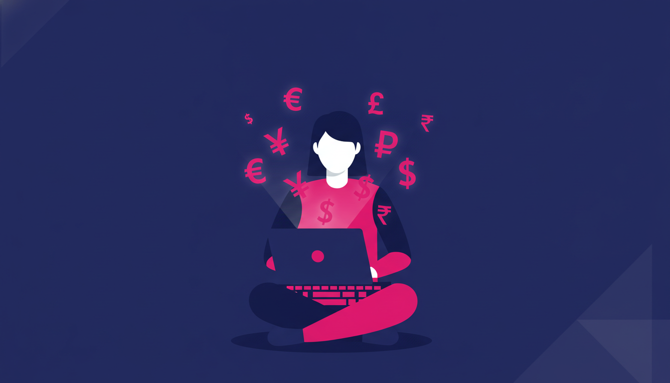 Simbol Mata Uang Dunia: Panduan Lengkap dan Maknanya 4 Person typing currency symbols on a laptop keyboard with various international symbols appearing on screen