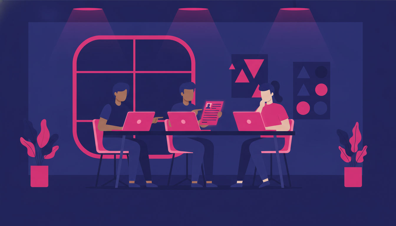 Bagaimana Cara Kerja di Singapura: Panduan Lengkap 4 A group of diverse job seekers sitting in a modern co-working space, browsing laptops and reviewing resumes together