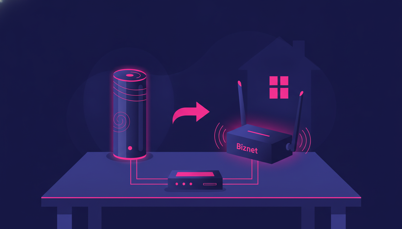 ID Pelanggan WiFi: Cara Mudah Mencari dan Menggunakannya 4 a split view of different WiFi router devices from popular Indonesian internet providers placed on a home desk