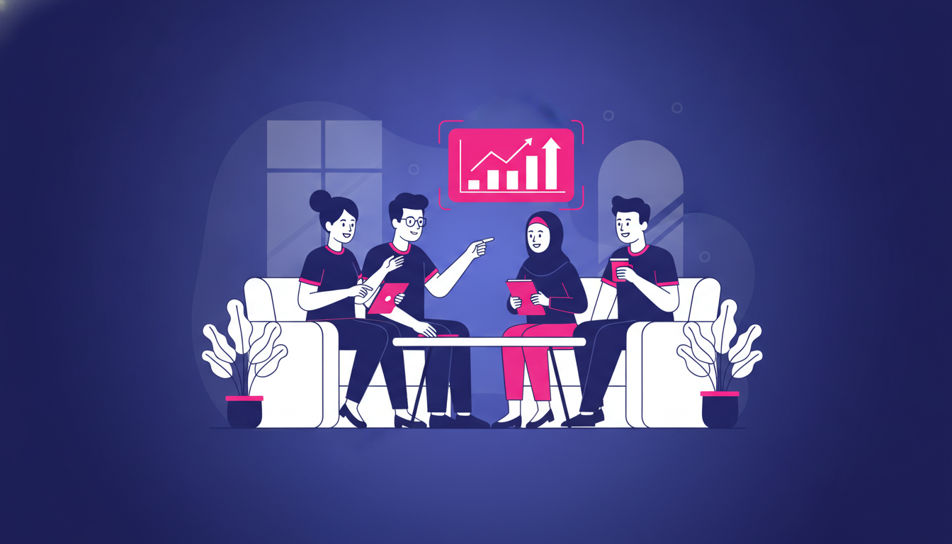 Mengapa Literasi Keuangan Diperlukan dalam Kehidupan Sehari-hari 3 a diverse group of young Indonesian adults attending an informal financial literacy workshop in a modern coworking space